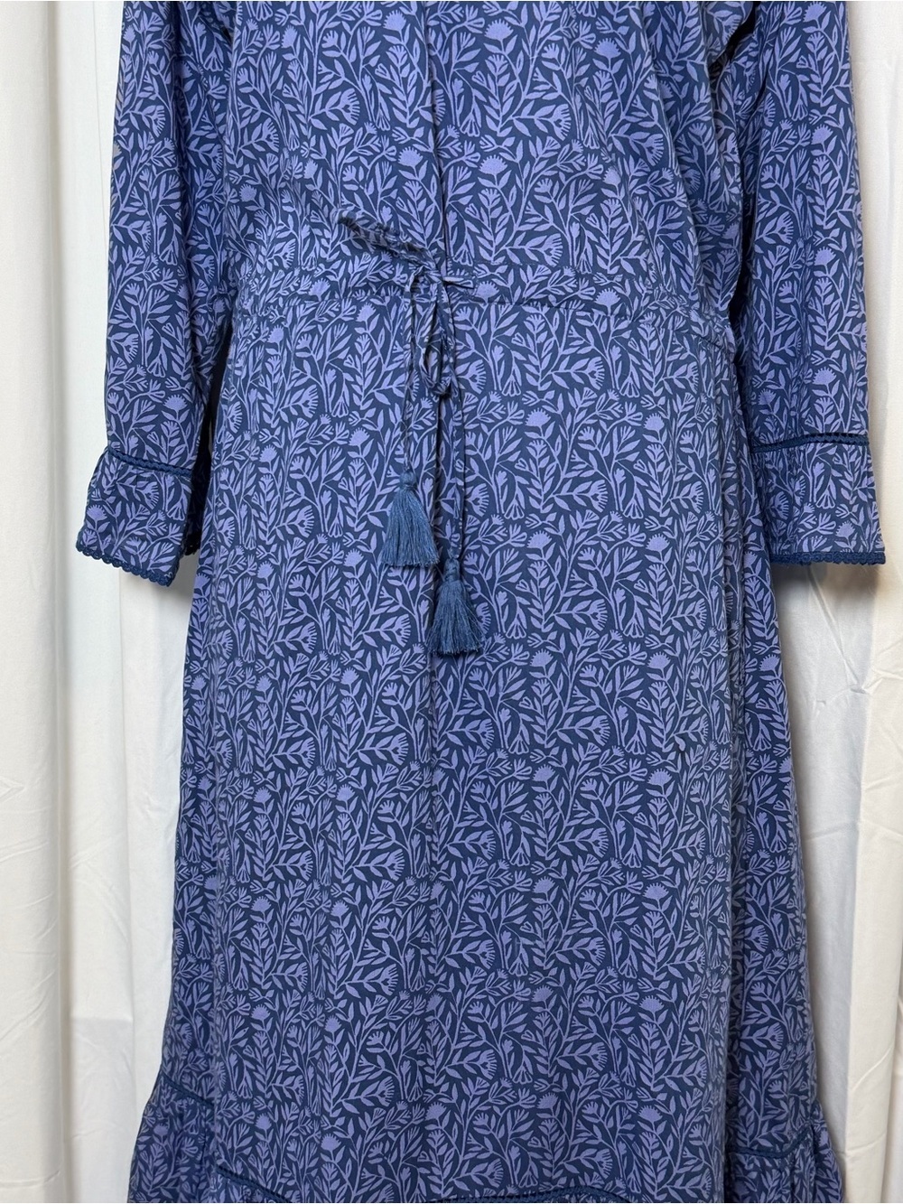 Beach to Bistro Sigrid Olsen Nina Gardenia Floral Blue Maxi Dress NWT Medium - Picture 3 of 9